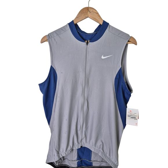 Nike Cycling Bicycle Vest Fit Dry Mens Large Gray Blue Full Zip Pocketed NWT - Picture 7 of 7